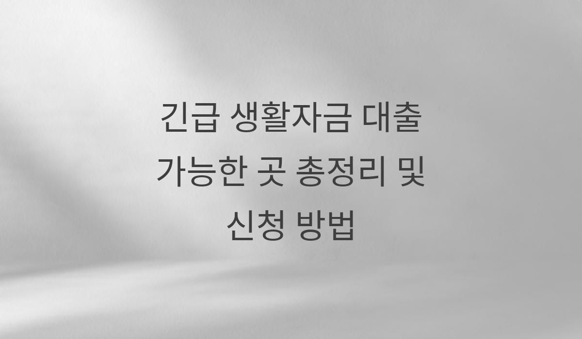 긴급 생활자금 대출 가능한 곳