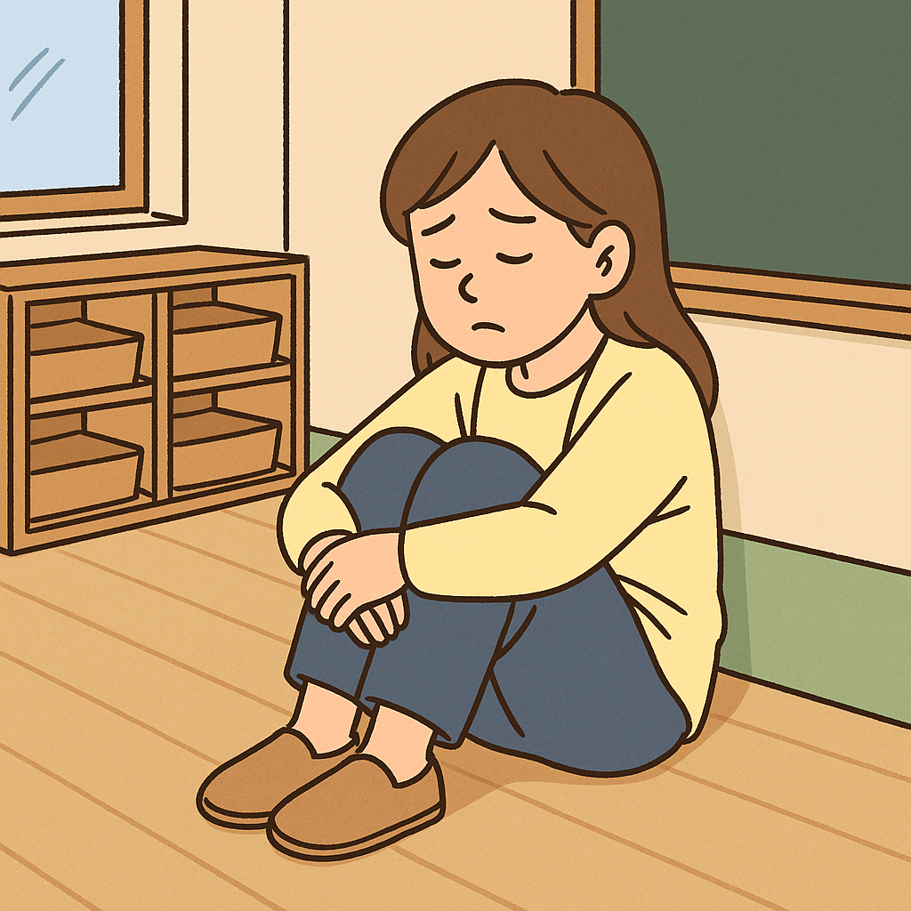 지친 , 휴식이 필요한 선생님