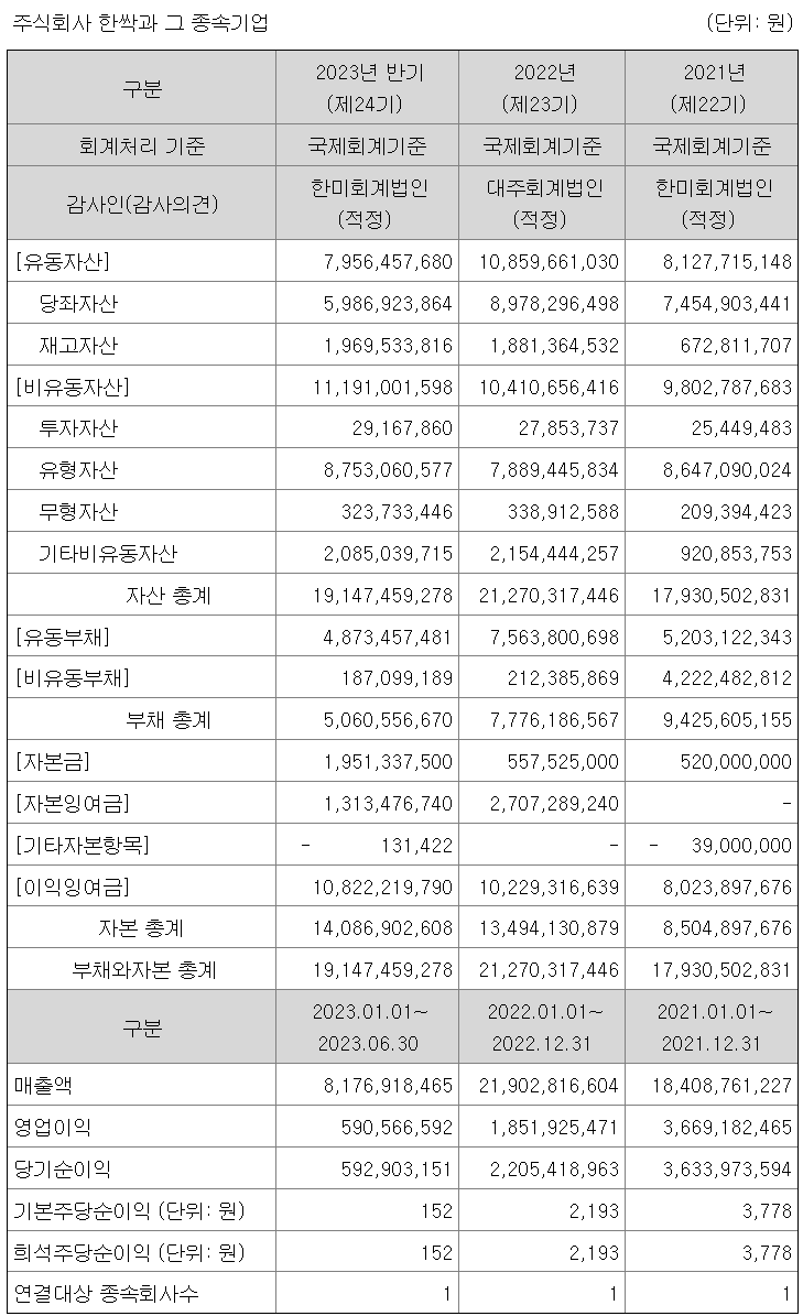 요약 연결재무정보
