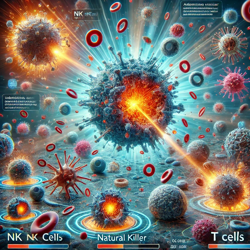 암세포나 바이러스에 감염된 세포를 직접 공격하는 선천 면역 세포인 NK 세포(Natural Killer 세포)와 T 세포