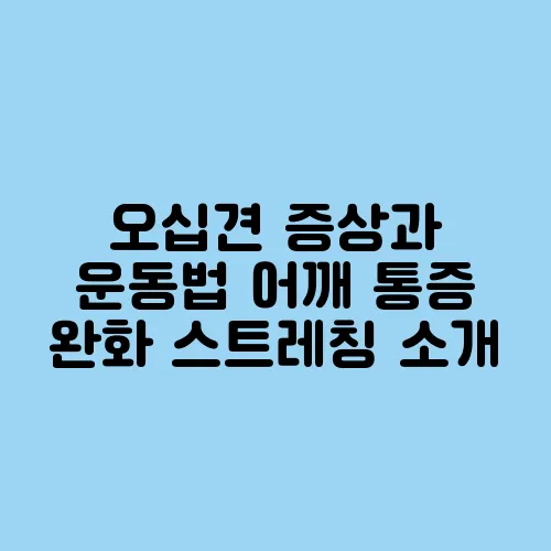 오십견 증상과 운동법 어깨 통증 완화 스트레칭 소개