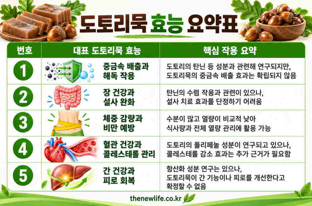 도토리묵 효능 요약표