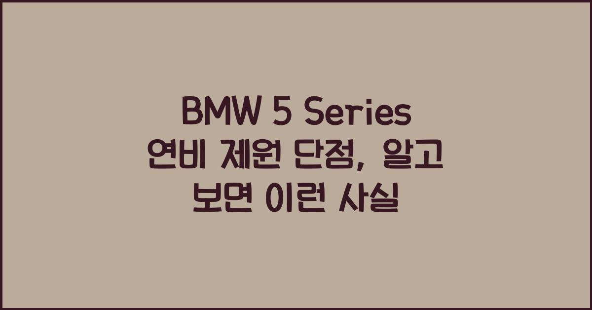 BMW 5 Series 연비 제원 단점