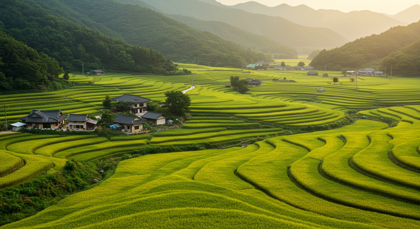 경남 남해 다랭이마을 고즈넉한 논길