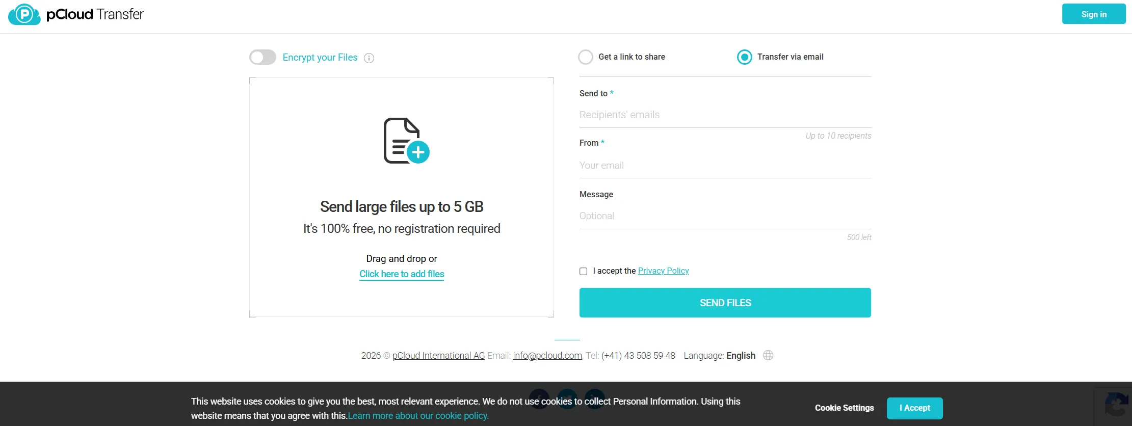무료 20GB 클라우드 pCloud Transfer