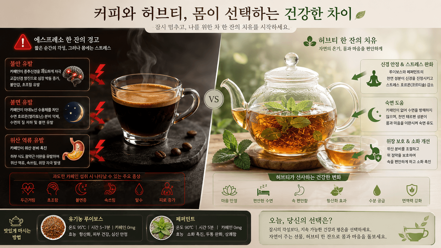 차분하고 고급스러운 웰빙 다도 인포그래픽 이미지