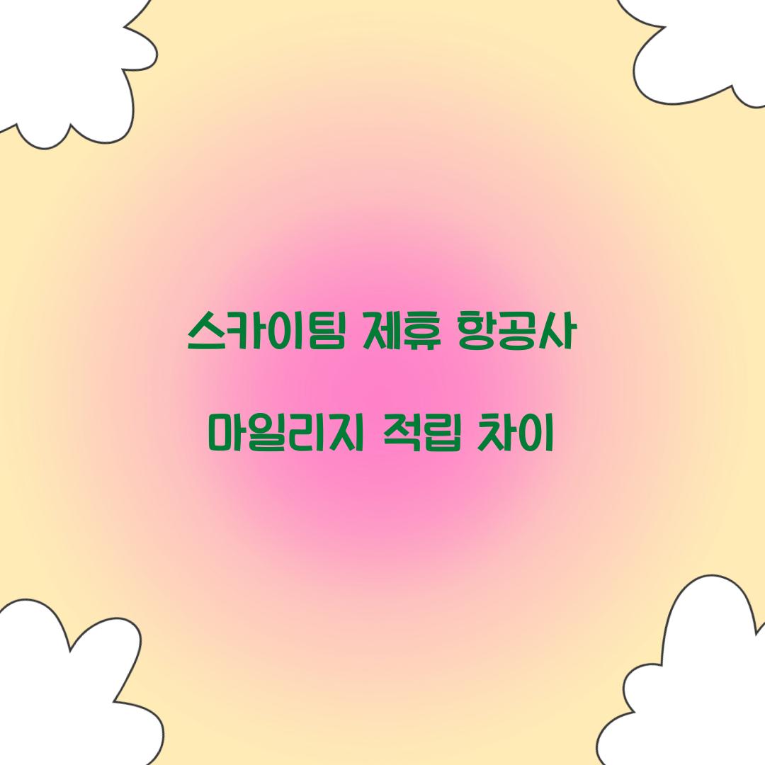 스카이팀 제휴 항공사 마일리지 적립 차이  