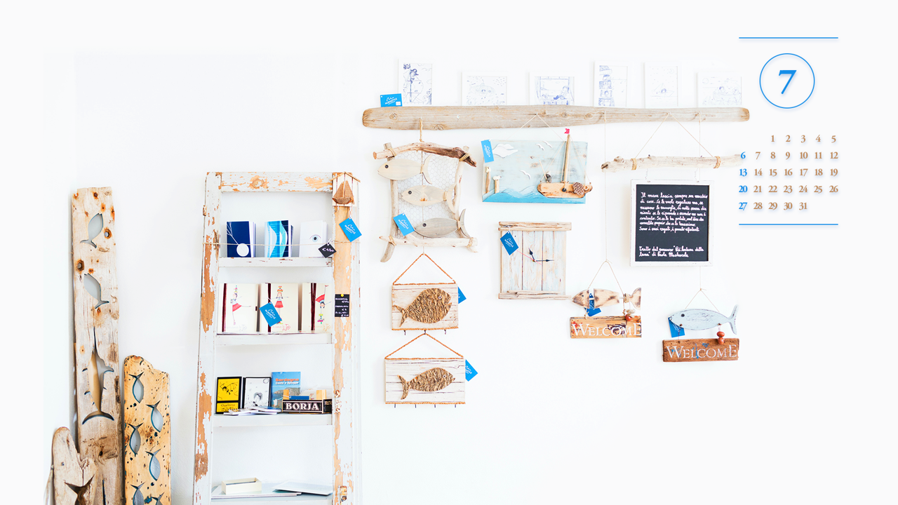 12 물고기 장식 A - 2025년7월 노트북배경화면