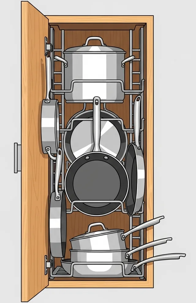 냄비 세로 정리 수납