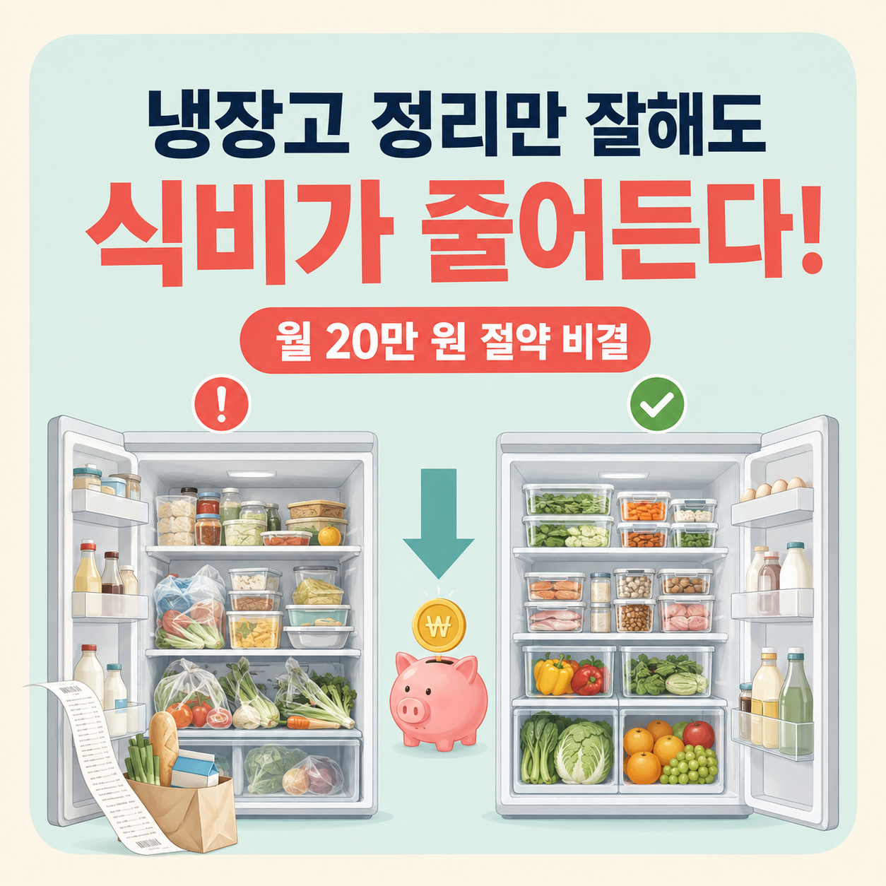 냉장고 정리만 잘해도 식비가 줄어드는 진짜 이유 (월 20만 원 절약 비결)