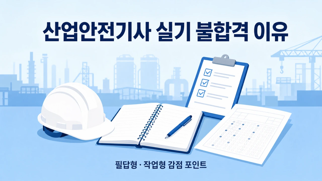 산업안전기사 실기 필답형과 작업형 감점 포인트를 정리한 대표 이미지