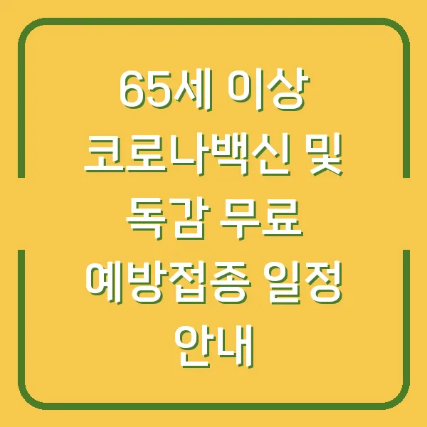 65세 이상 코로나백신 및 독감 무료 예방접종 일정 안내