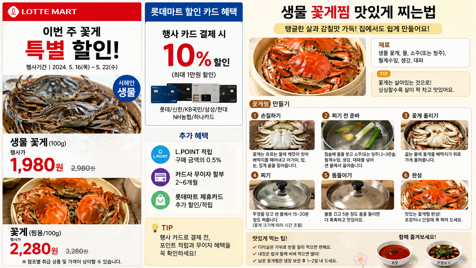 롯데마트 꽃게 카드할인 받고 완벽하게 찌는 법