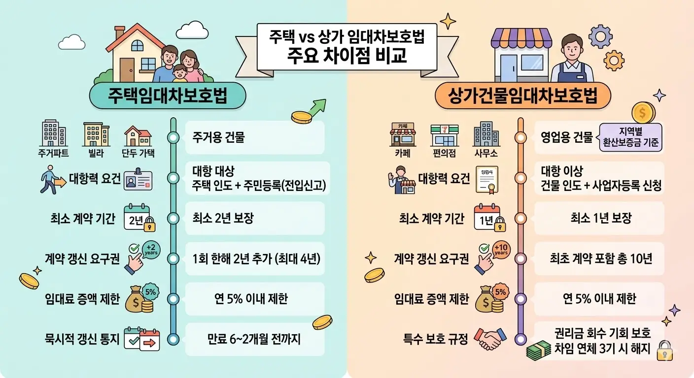 주택임대차보호법 상가건물임대차보호법 차이