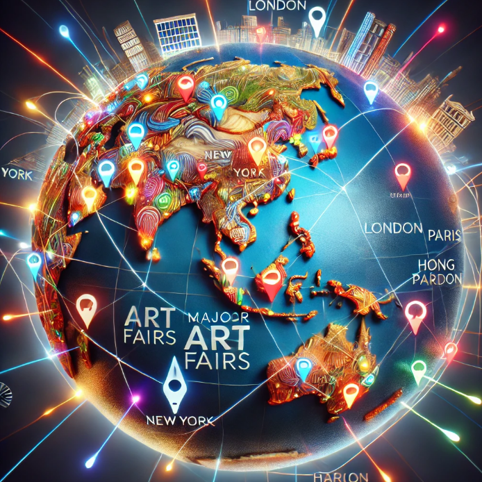 전 세계 아트페어 위치를 나타내는 지구본 이미지 입니다.