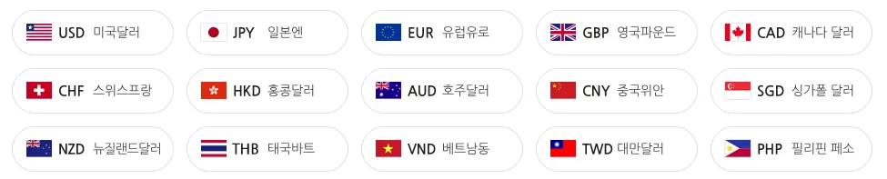 인천공항-환전수수료-베트남-태국-대만-호주