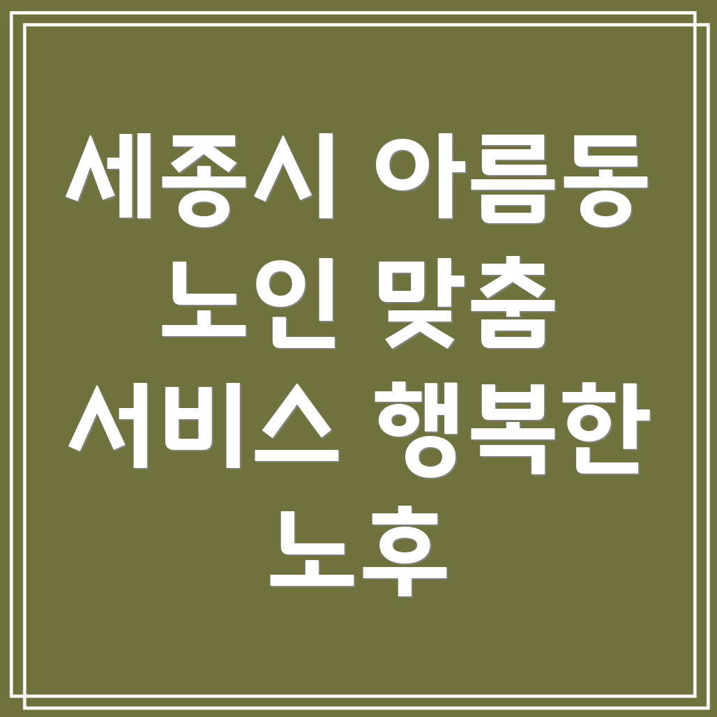 세종시 아름동 노인맞춤형 서비스
