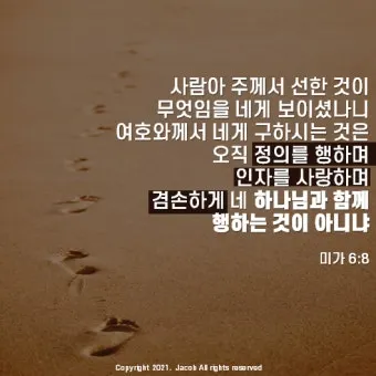 미가 6장 8절 묵상 - 사람아 주께서 선한 것이 무엇임을 네게 보이셨나니_23