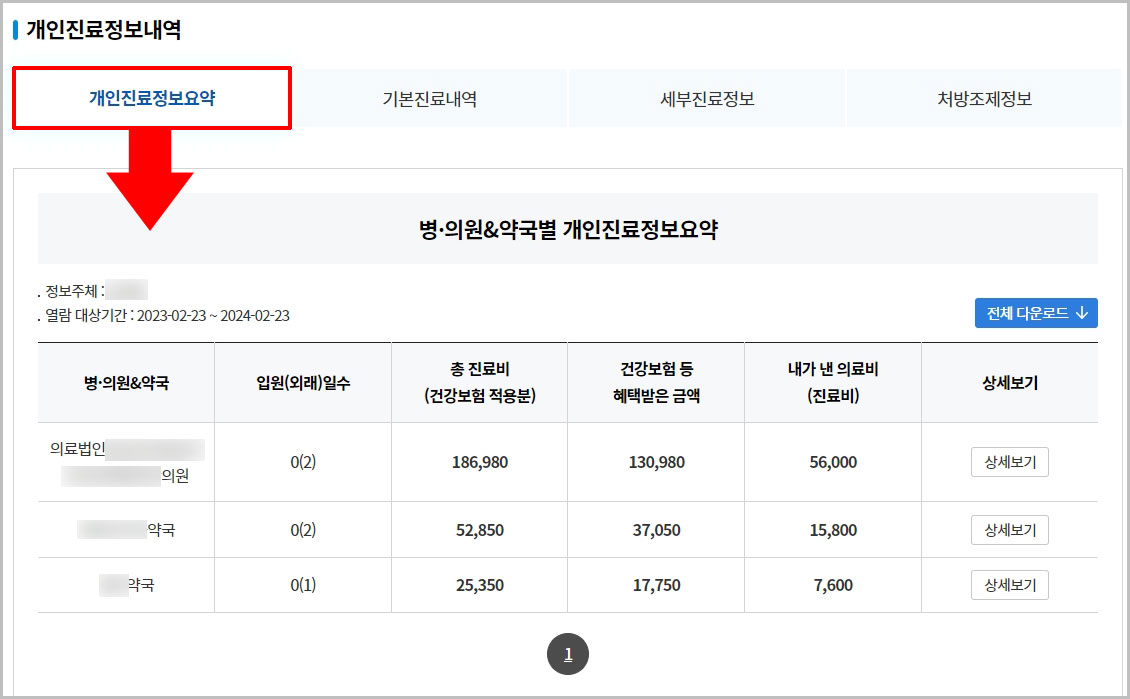 개인진료정보요약