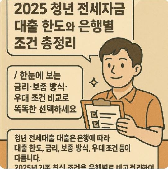 2025년 최신 청년 전세자금 지원 한도 비교-은행별 조건 차이