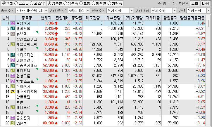시간외 단일가 특징주
