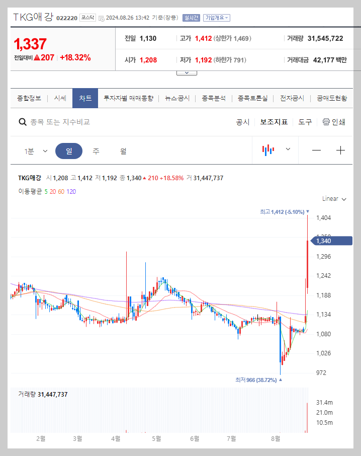 TKG애강 주가 분석