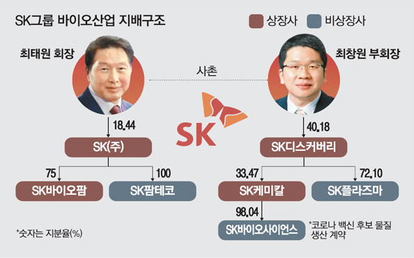 SK바이오사이언스 지배구조 / 출처 : 매일경제 - 김규식, 강우석 기자