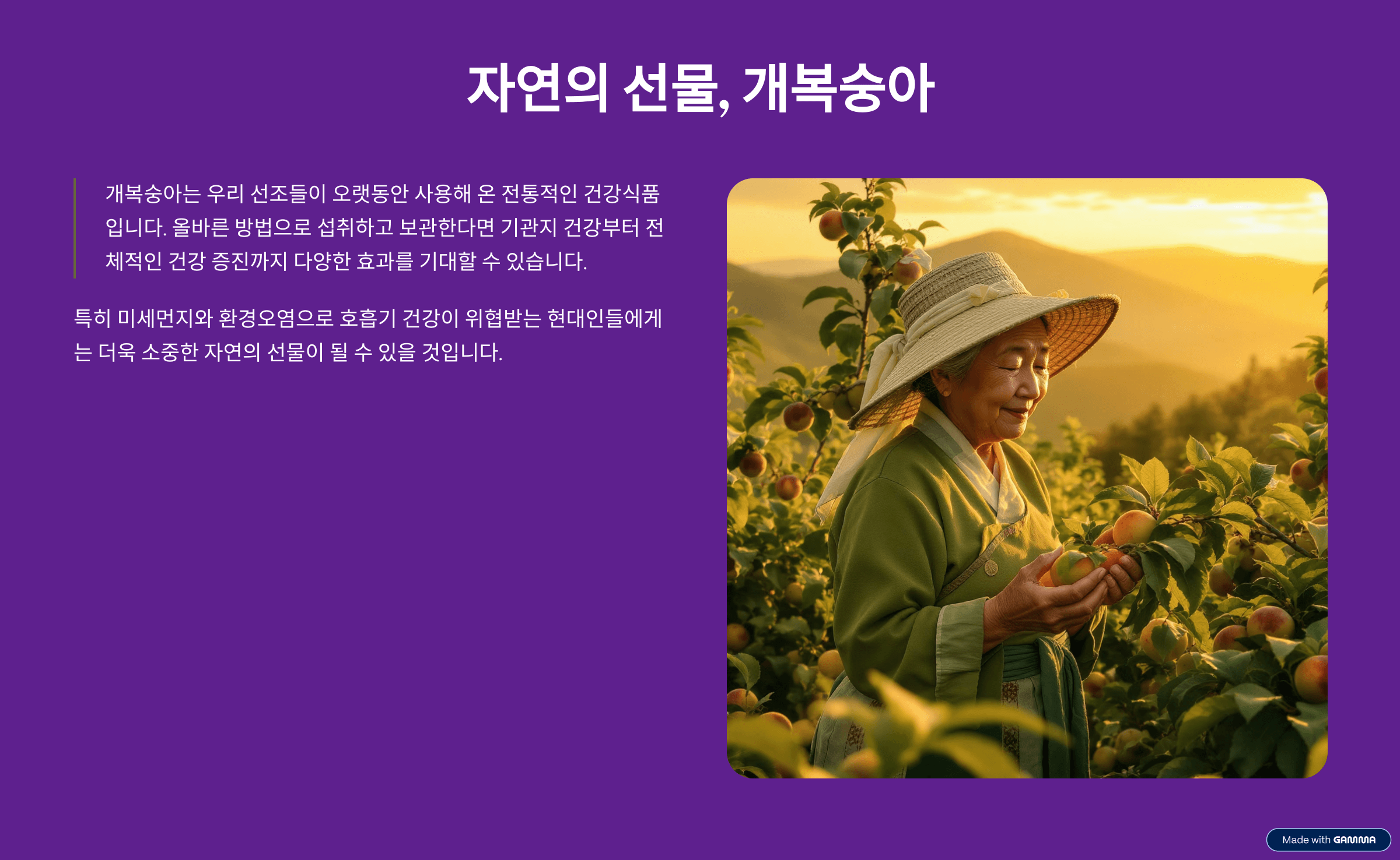 자연의 선물, 개복숭아
