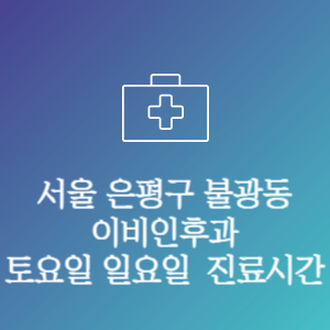 서울 은평구 불광동 이비인후과 주말 토요일 일요일 문여는 병원 진료시간