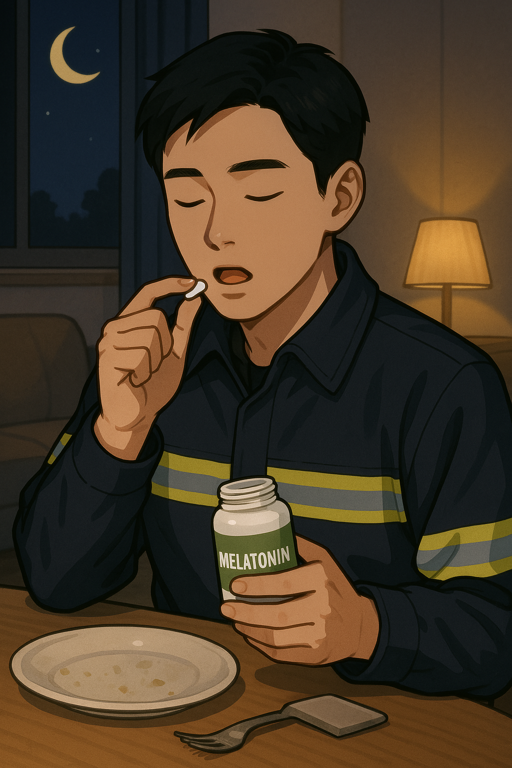 저녁영양제 섭취중인 야간근무자