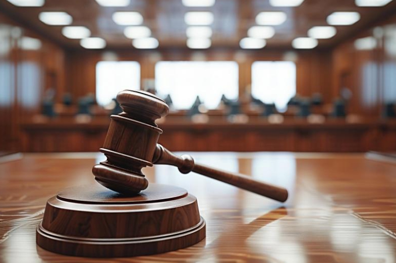 법원의 나무망치가 있는 모습