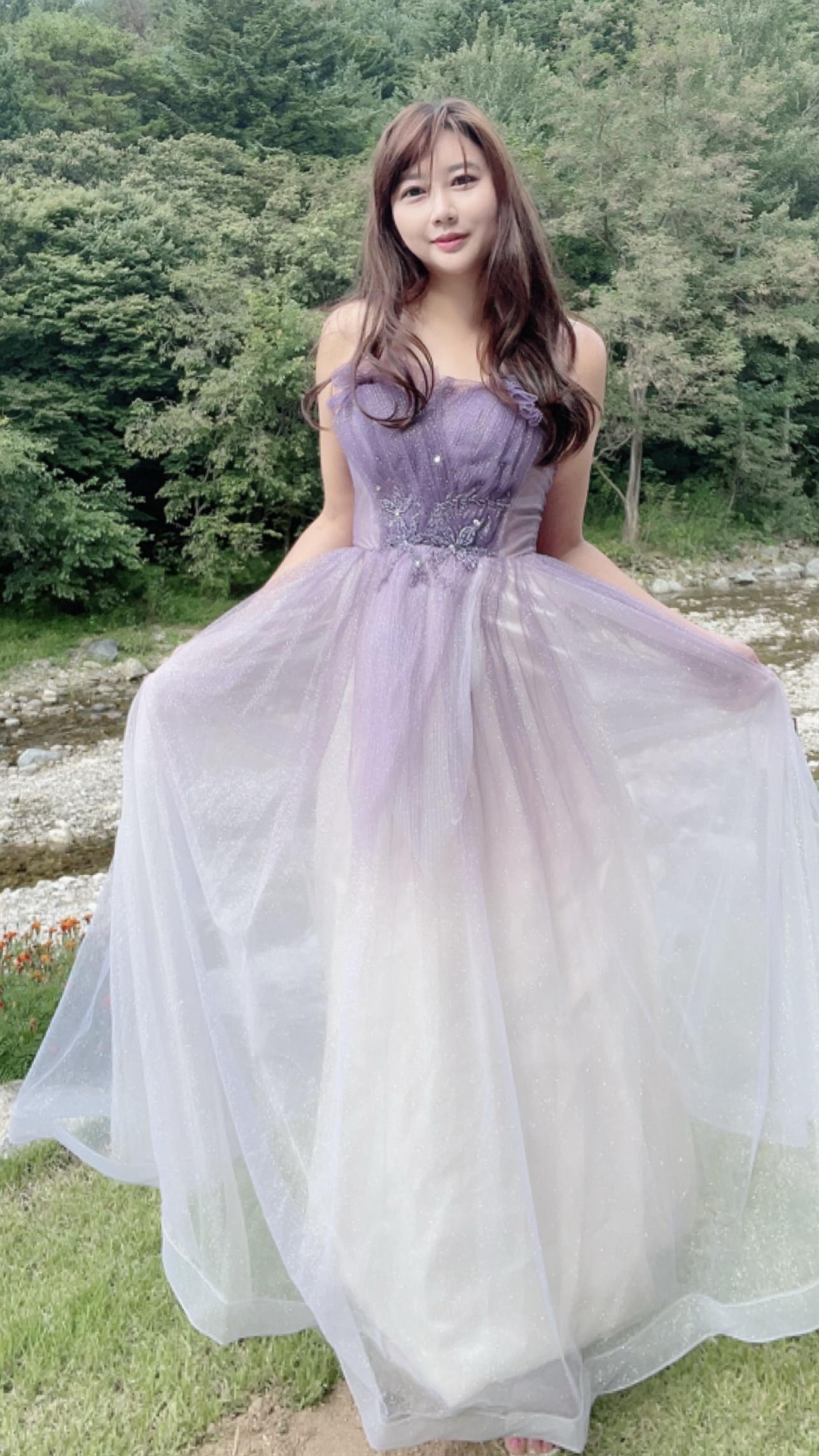 바이올렛 보라색 파티복 연말파티 웨딩파티 연주회 드레스 대여