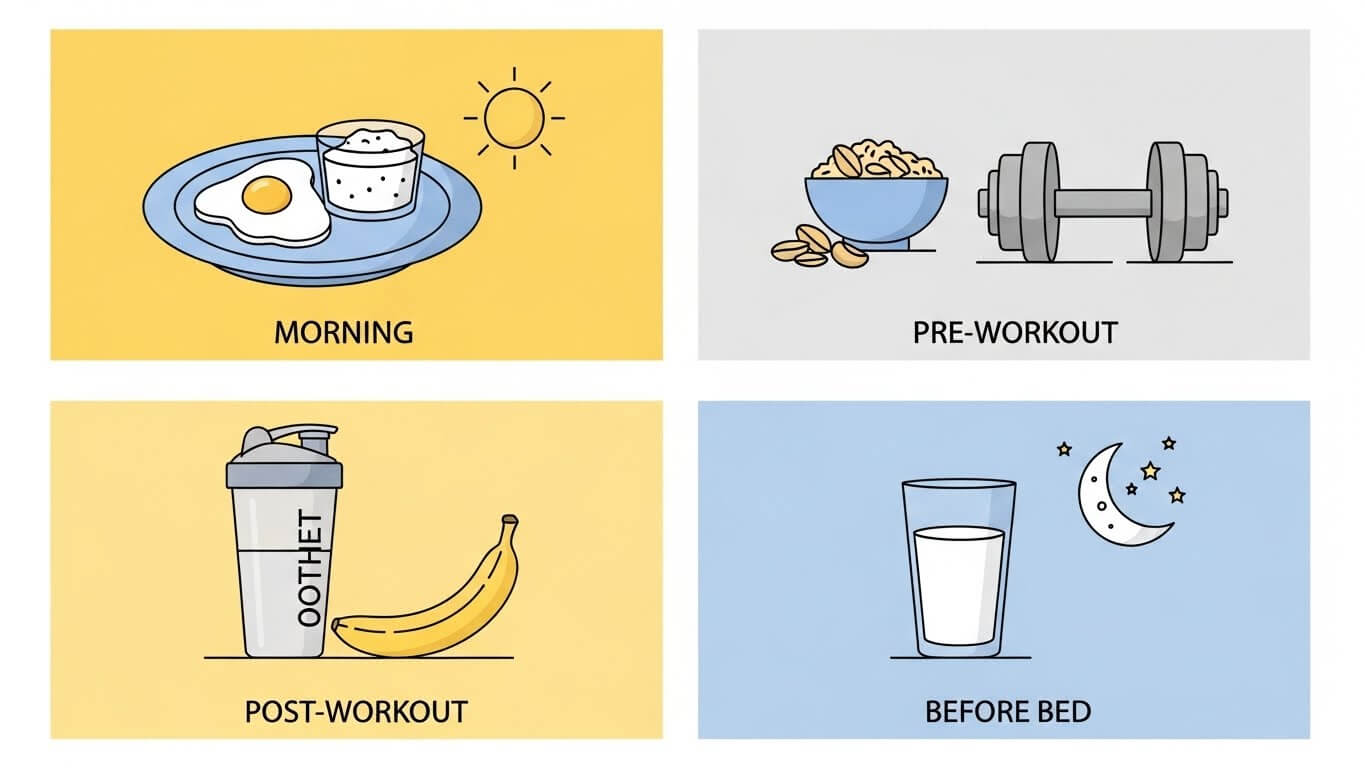 2. 시기별 단백질 섭취 전략: 아침, 운동 전후, 취침 전