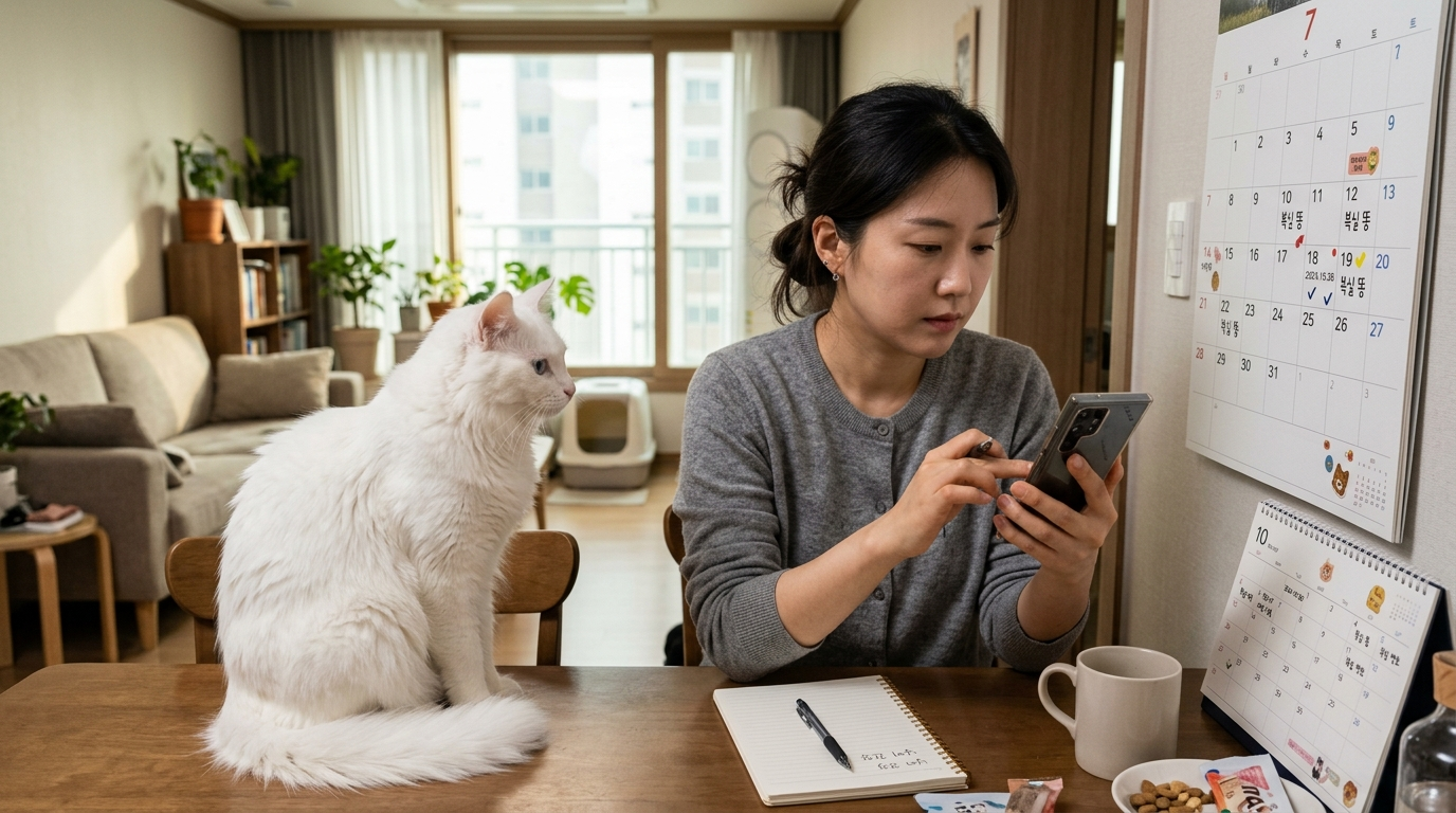고양이 관리 보호자의 배변 기록