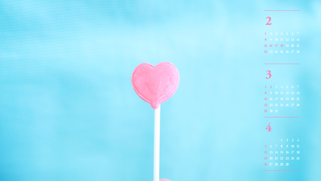 10 핑크 막대사탕 B - 2026년3월 달력배경화면