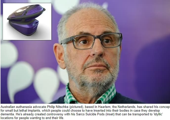 3D 프린팅 제작 '자살 캡슐'의 발명가...치매환자 자살용 삽입 임플란트 만든다 VIDEO: Inventor of 3D-printed coffin-like 'suicide capsules' reveals plans to create a body implant...