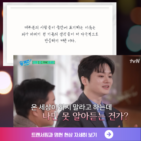 트랜서핑 구간과 명현 현상에 대한 설명 이미지