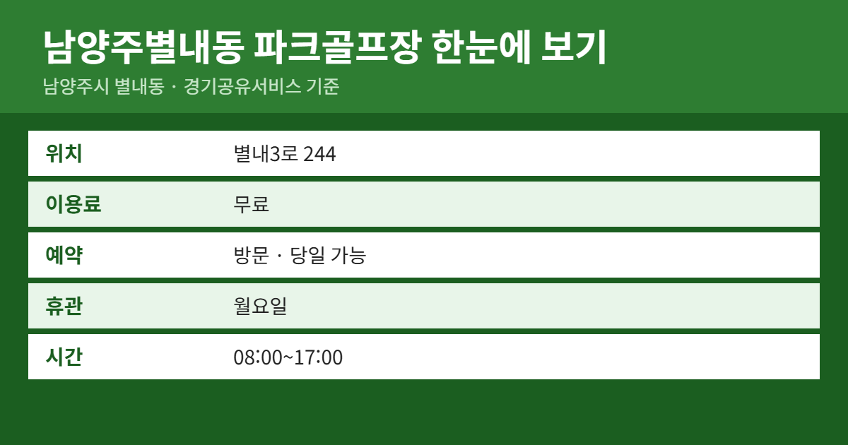 남양주별내동 파크골프장 위치&middot;이용료&middot;예약 방법 요약