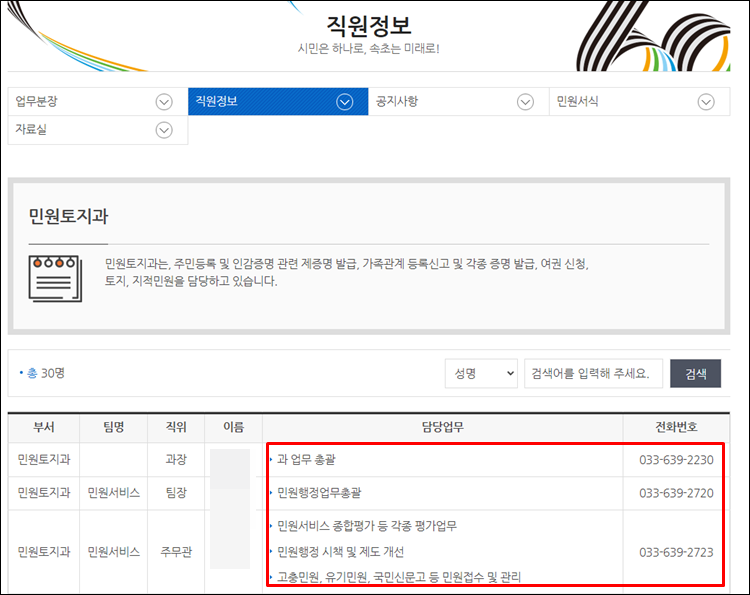 속초시청-전화번호