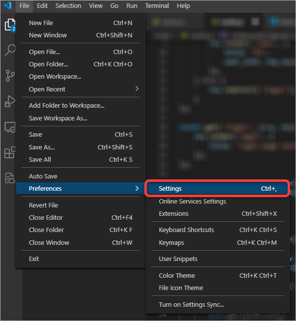 vs code 설정 메뉴