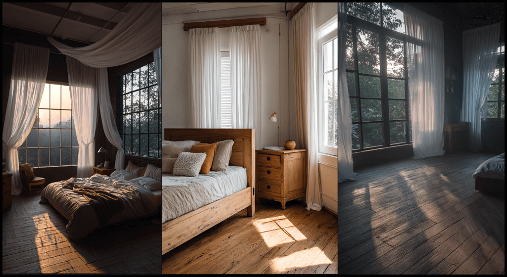 아침 침실 장면 예시_Midjourney