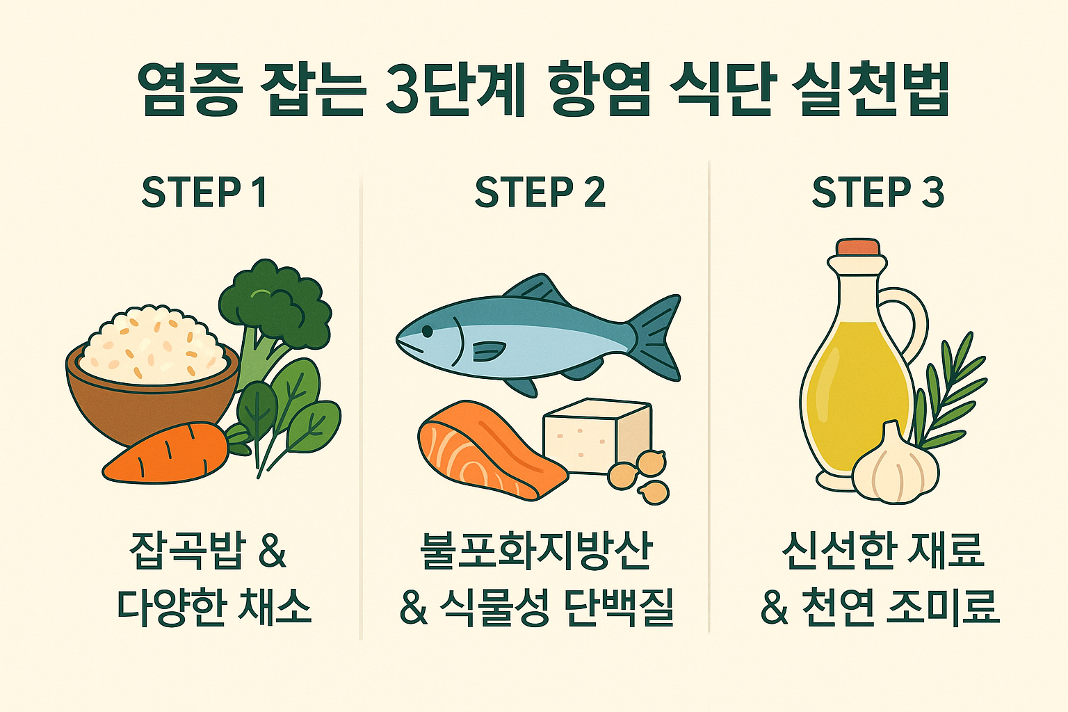 "염증 잡는 식단"에 대한 이미지입니다.