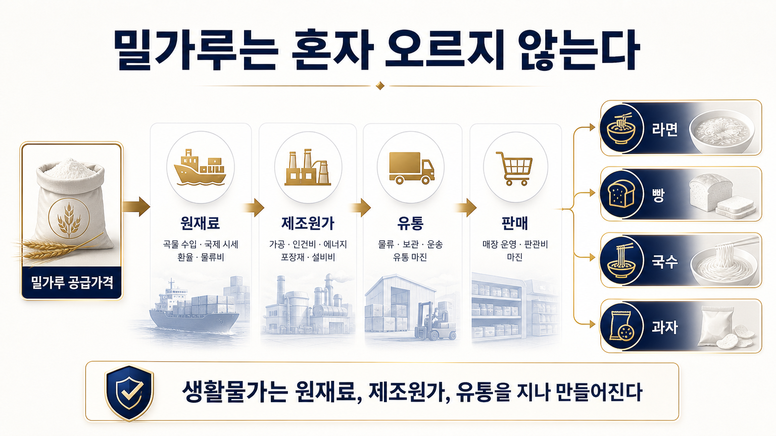 밀가루 공급가격이 라면 빵 국수 과자 가격으로 이어지는 경로