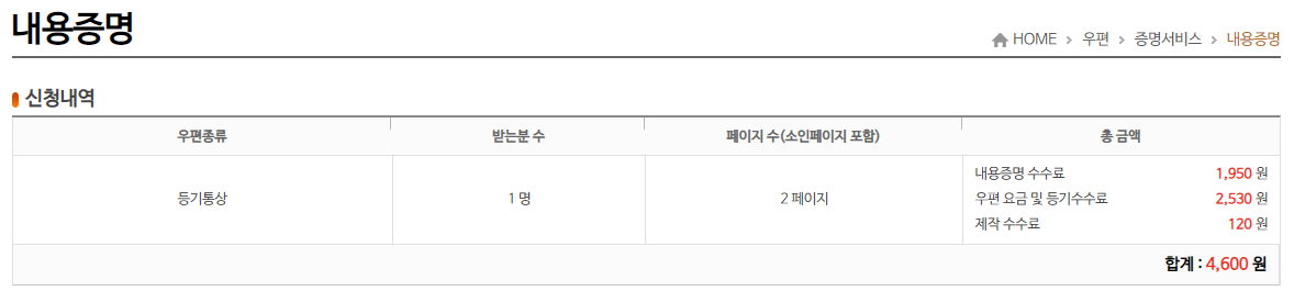 내용증명가격