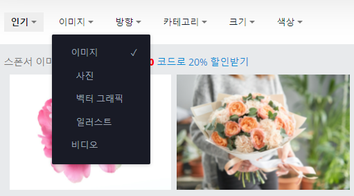 픽사베이(Pixabay) 검색 필터링 이미지