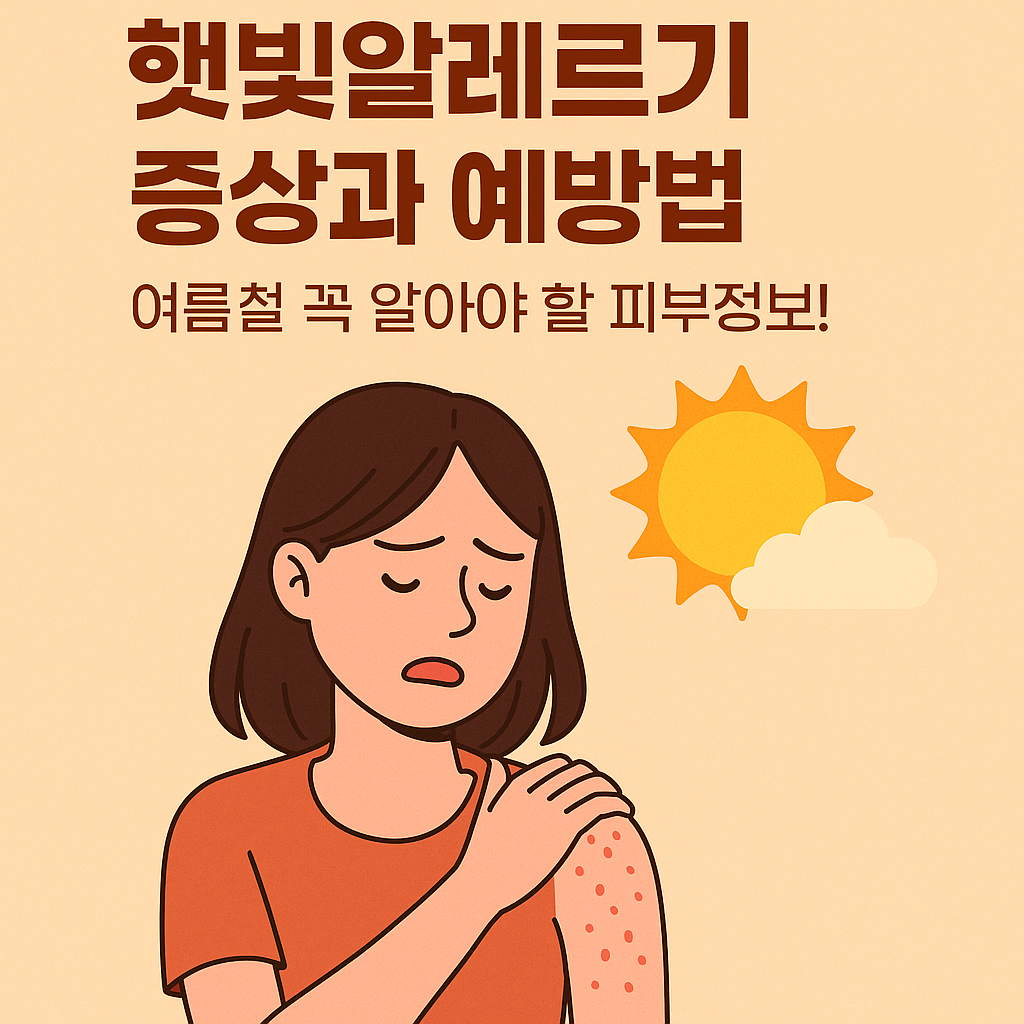 햇빛에 노출된 피부에 두드러기가 올라오는 모습 – 단순 화상과 다른 알레르기 반응