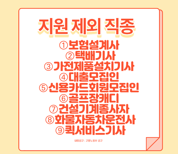 서울 특고프리랜서 긴급생계비 지원 제외직종