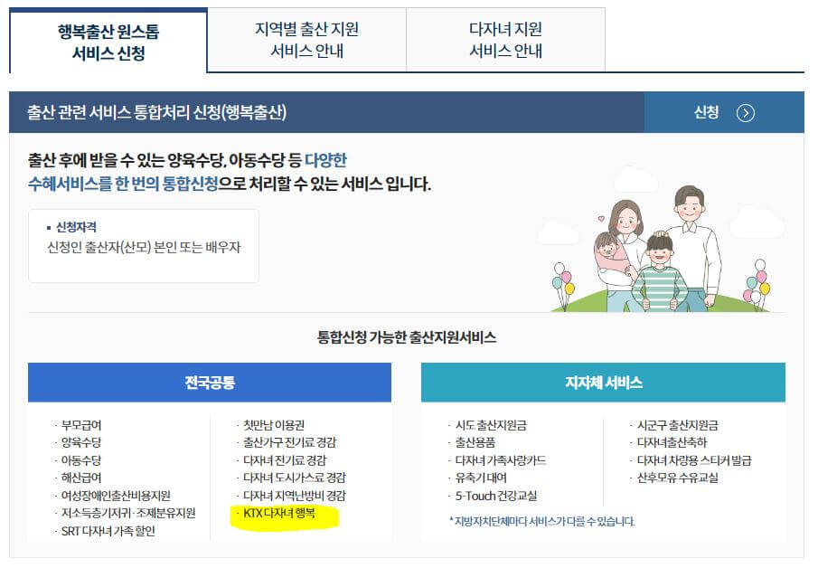 정부24 행복출산 서비스 신청