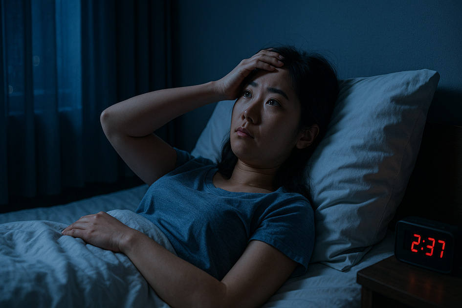 불면증으로 괴로운 여성의 이미지