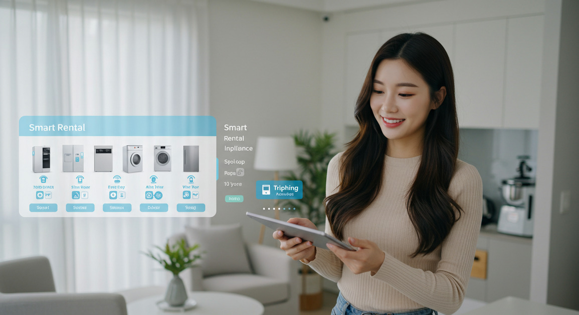 스마트 렌탈 하는 여성